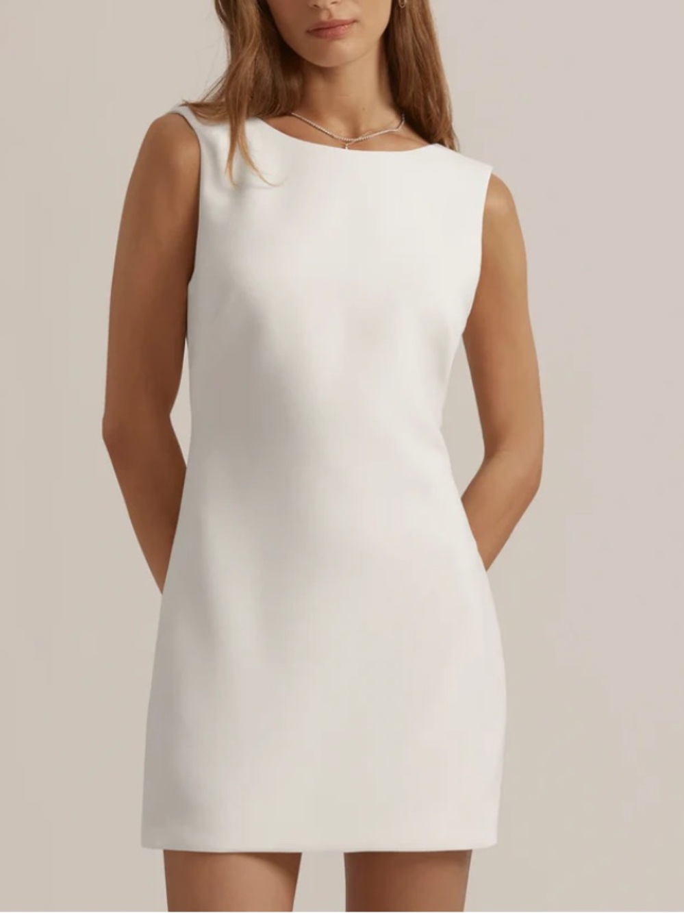 Favorite Daughter Ivory V-Back Mini Dress with Bow - Picture 4 of 5